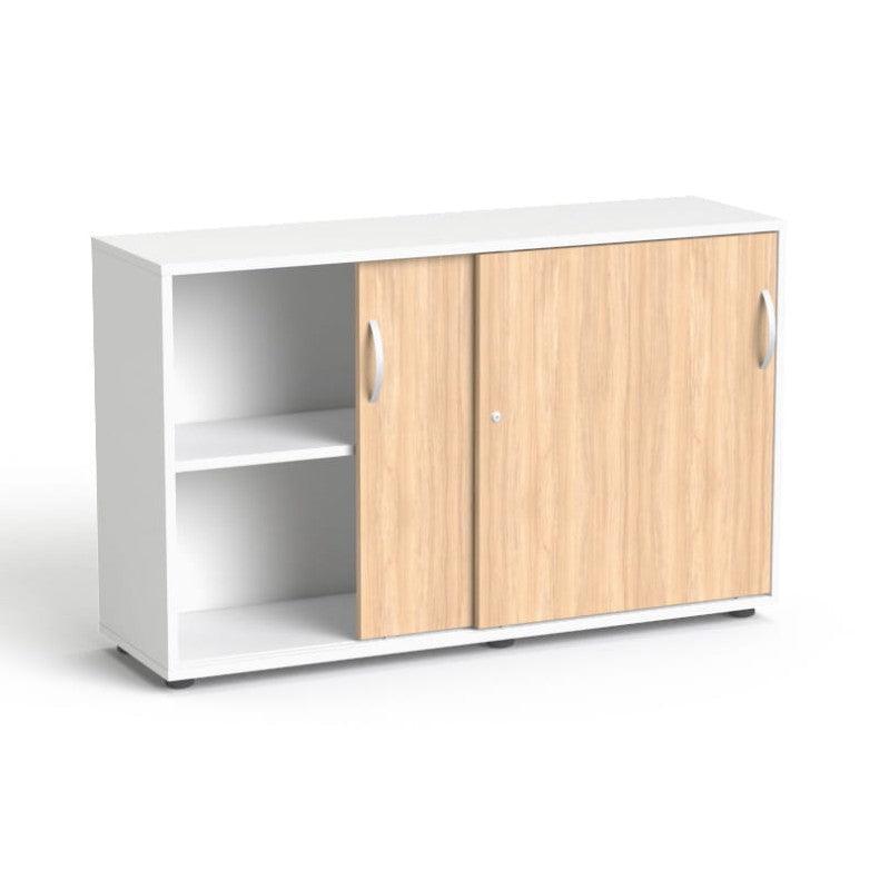 Flexx kontorikapp lükanduste ja 2 riiuliga, 742 x 1200 x 355 mm – valge / merevaigutamm