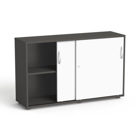 Flexx kontorikapp lükanduste ja 2 riiuliga, 742 x 1200 x 355 mm – grafiit / valge