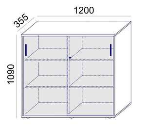 Bürookapp Flexx, liuguste ja 6 riiuliga, 1190 x 1200 x 355 mm