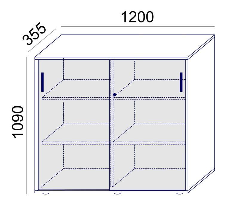 Bürookapp Flexx, liuguste ja 6 riiuliga, 1190 x 1200 x 355 mm