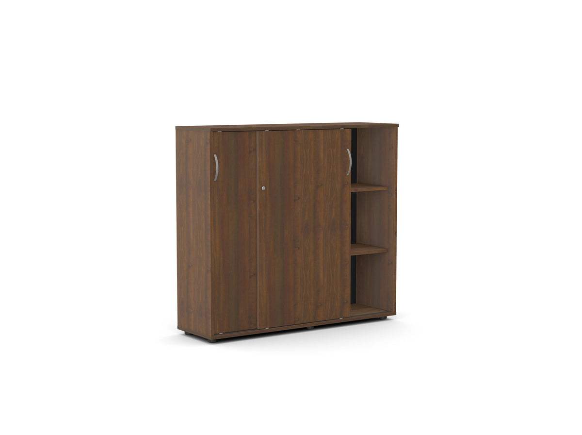 Bürookapp Flexx, liuguste ja 6 riiuliga, 1190 x 1200 x 355 mm – Pähklipuit / Plastjalad