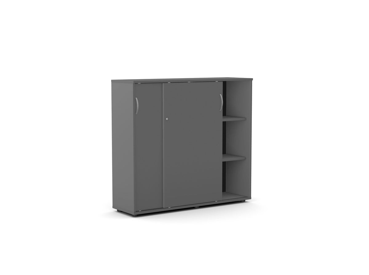 Bürookapp Flexx, liuguste ja 6 riiuliga, 1190 x 1200 x 355 mm – Grafiit / Plastjalad