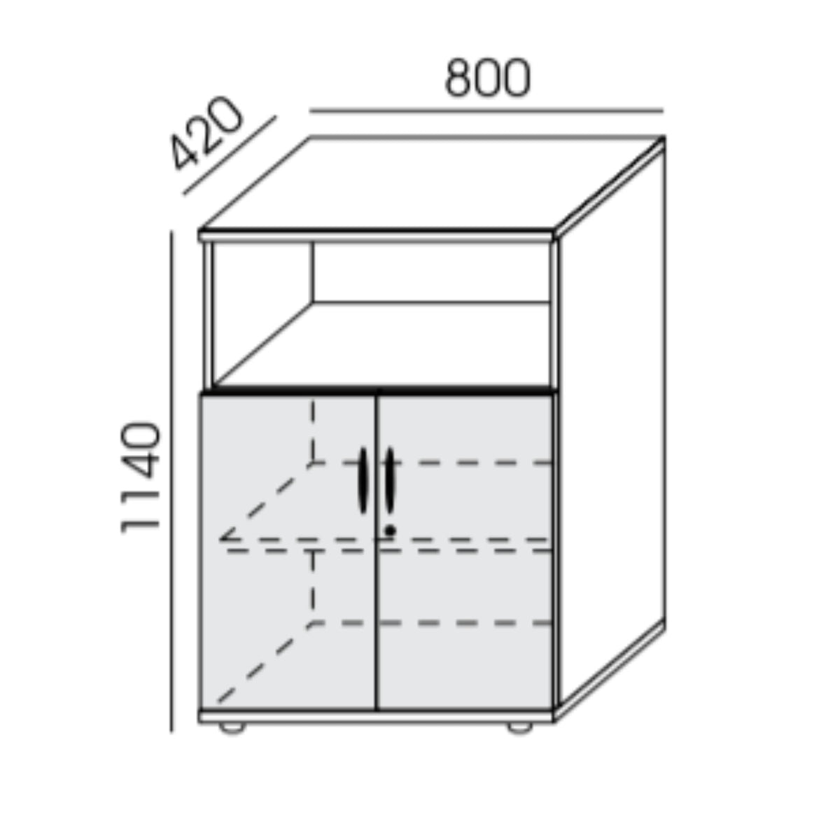 Kontorikapp NUWO, 3 riiulit, ustega, 1140x800x420 mm, konfigureeritav