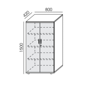 Kontorikapp NUWO, 4 riiulit, 1500x800x420 mm, konfigureeritav