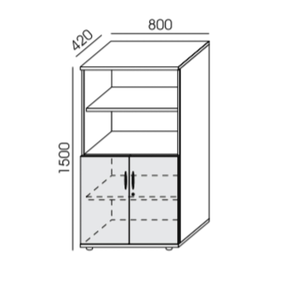 Kontorikapp NUWO, 4 riiulit, ustega, 1500x800x420 mm, konfigureeritav