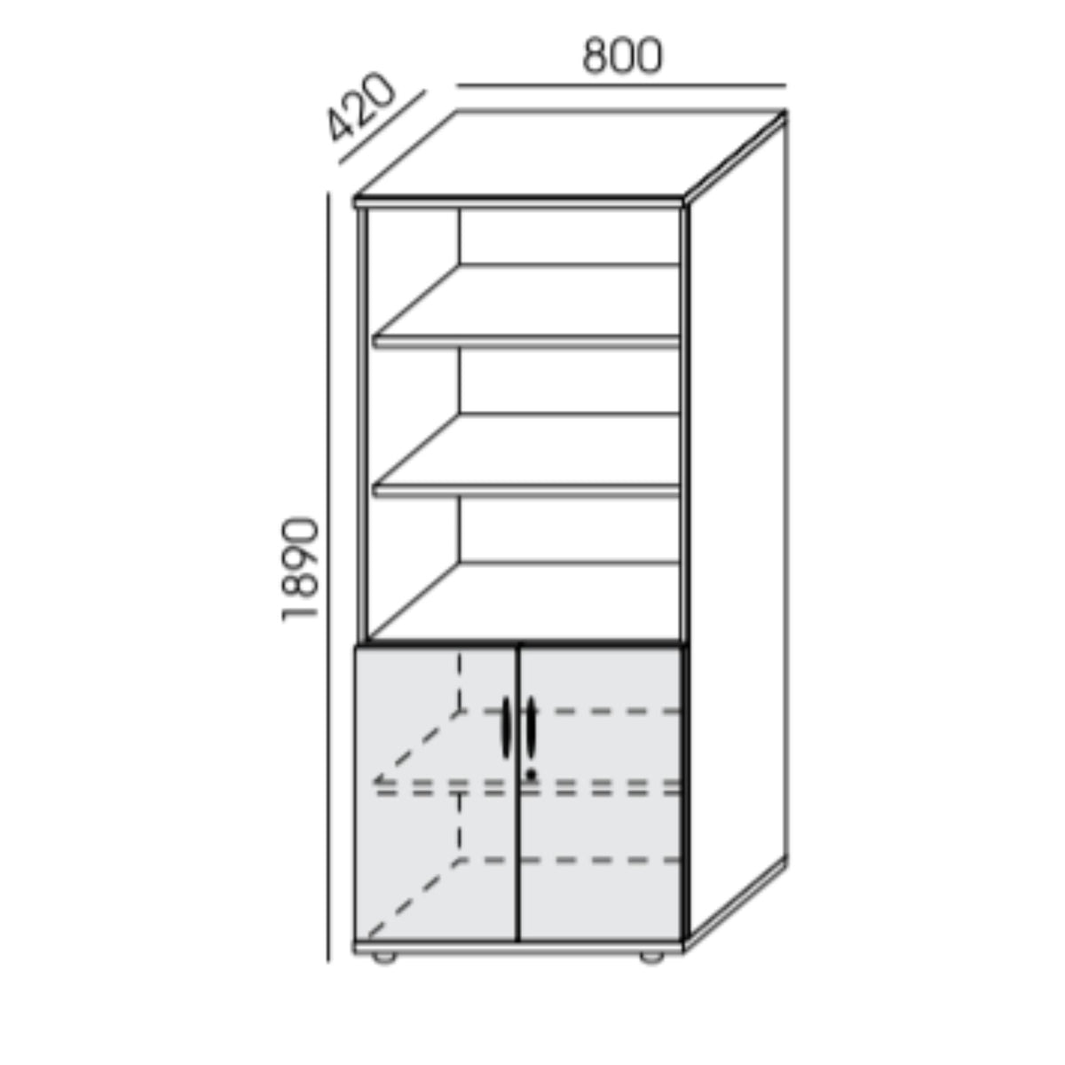 Kontorikapp NUWO, 5 riiulit, ustega, 1890x800x420 mm, konfigureeritav