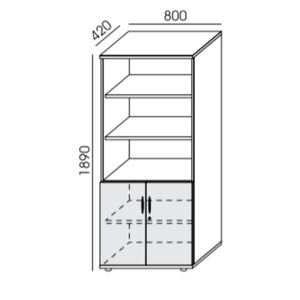 Kontorikapp NUWO, 5 riiulit, ustega, 1890x800x420 mm, konfigureeritav