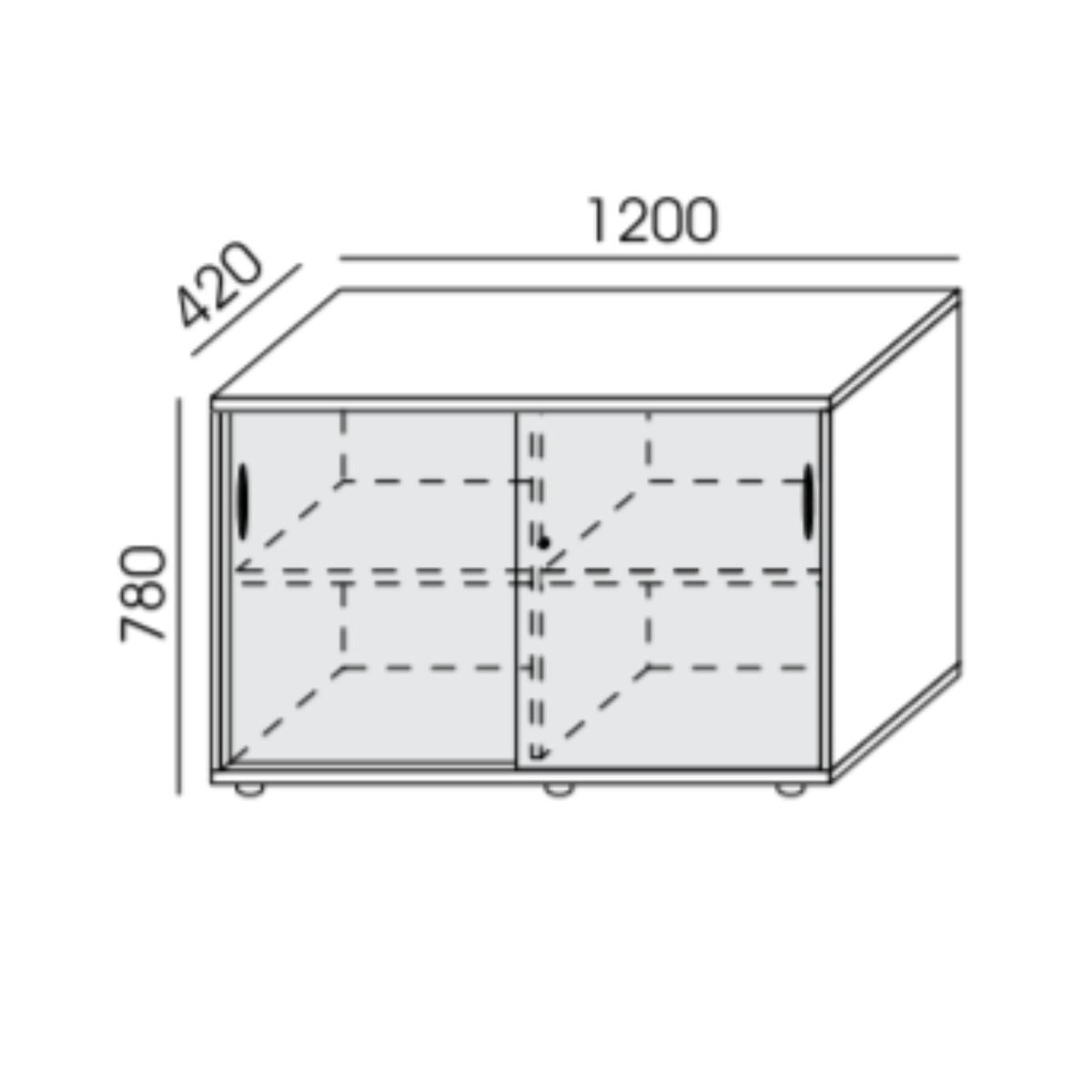 Liugustega bürookapp NUWO, 2 riiulit, 780x1200x420 mm, konfigureeritav