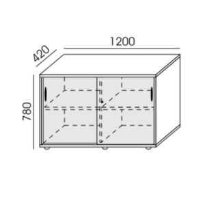 Liugustega bürookapp NUWO, 2 riiulit, 780x1200x420 mm, konfigureeritav