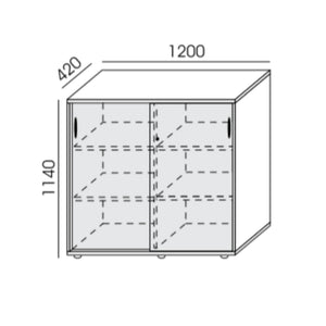 Bürookapp NUWO lükandustega, 3 riiulit, 1140x1200x420 mm, konfigureeritav