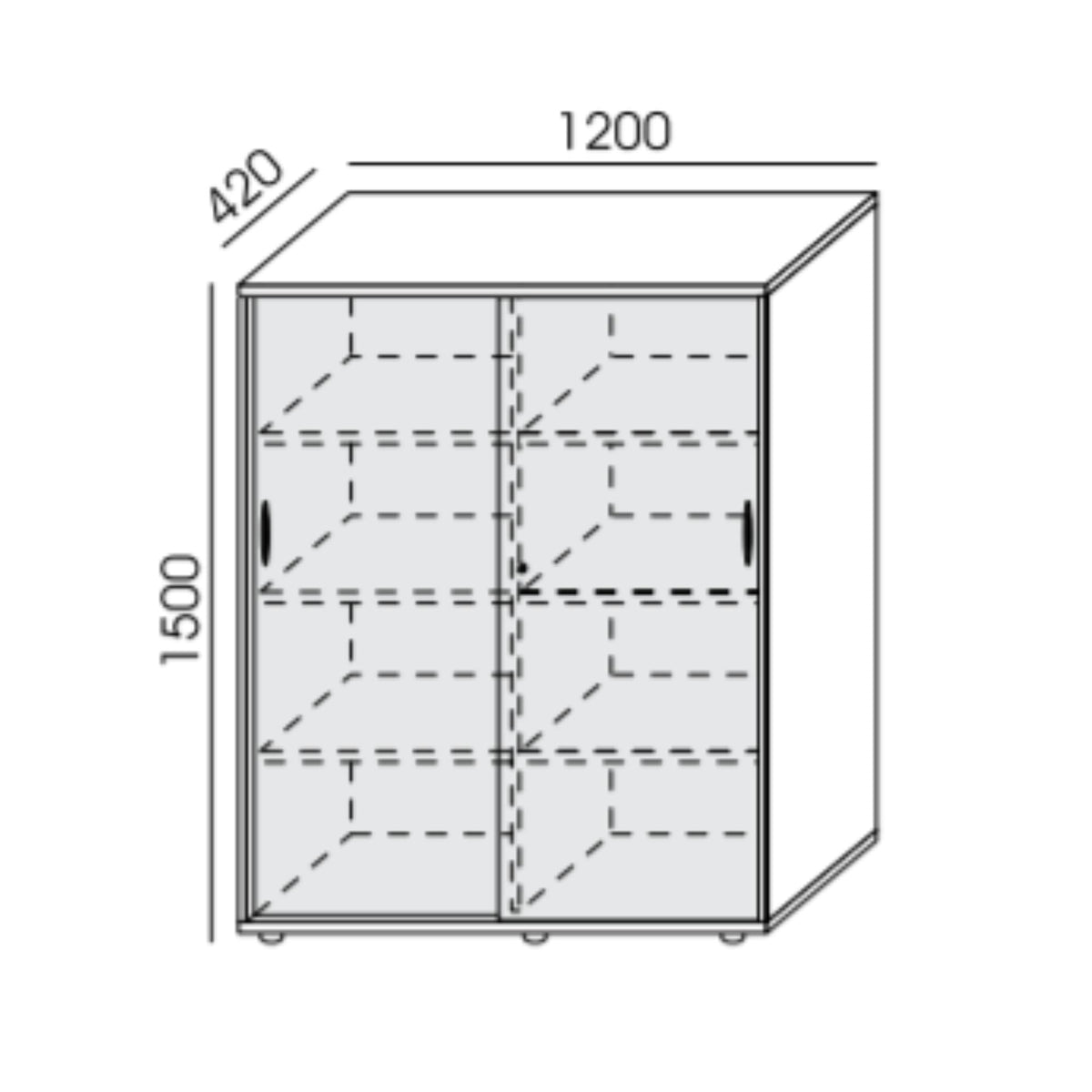 Liugustega kontorikapp NUWO, 4 riiulit, 1500x1200x420 mm, seadistatav
