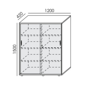 Liugustega kontorikapp NUWO, 4 riiulit, 1500x1200x420 mm, seadistatav