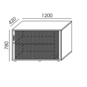 Rulooustega bürookapp NUWO, 2 riiulit, 780x1200x420 mm, konfigureeritav