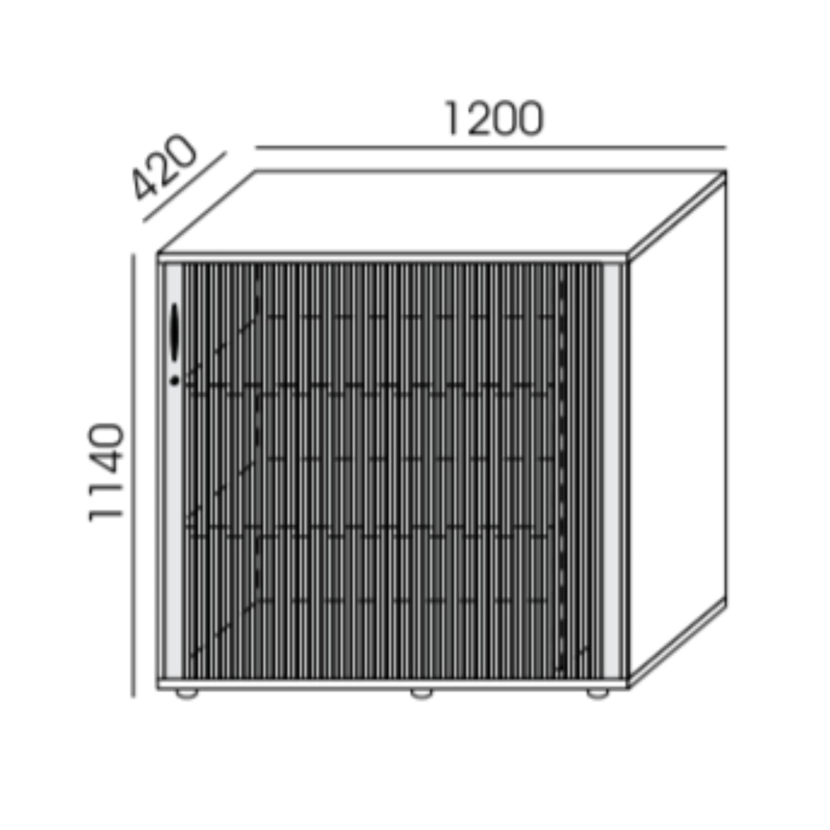 Rulooustega kontorikapp NUWO, 3 riiulit, 1140x1200x420 mm, konfigureeritav