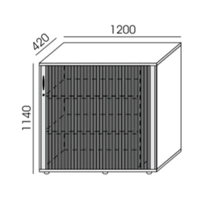 Rulooustega kontorikapp NUWO, 3 riiulit, 1140x1200x420 mm, konfigureeritav