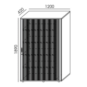 NUWO ruloo-ustega kontorikapp, 5 riiulit, 1890x1200x420 mm, konfigureeritav