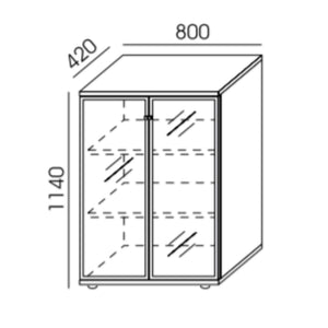 Kontorikapp NUWO GLASS, 3 riiulit, 1140x800x420 mm, konfigureeritav