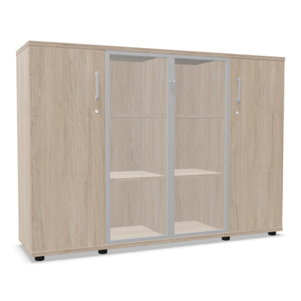 Kontorikapp NUWO GLASS COMBI, 3 riiulit, 1140x1600x420 mm, konfigureeritav