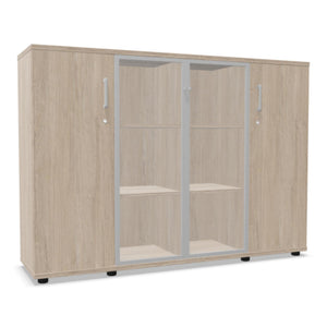 Kontorikapp NUWO GLASS COMBI, 3 riiulit, 1140x1600x420 mm, konfigureeritav