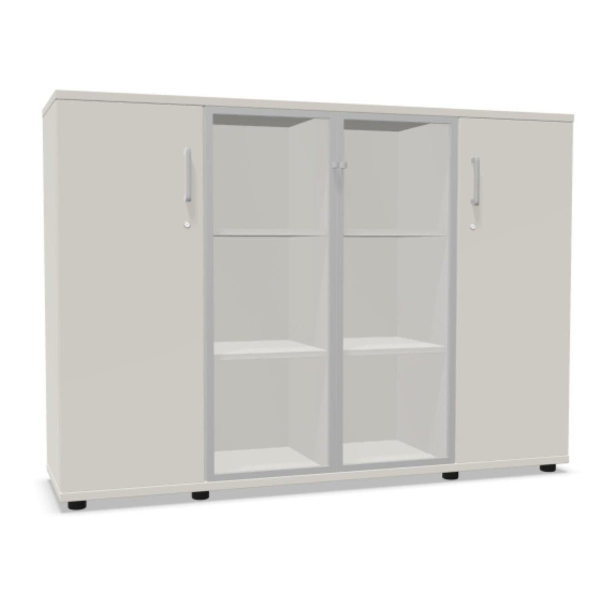 Kontorikapp NUWO GLASS COMBI, 3 riiulit, 1140x1600x420 mm, konfigureeritav