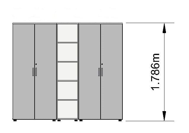 Kontorikappide komplekt Flexx Graphite, kolm kappi, kogulaius 200 cm, grafiidivärvi