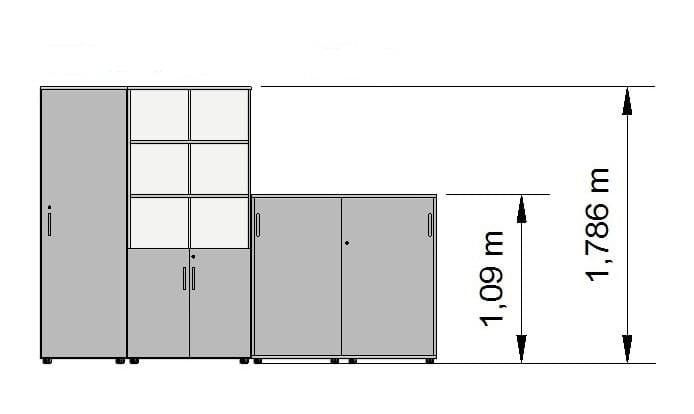 Kontorikappide komplekt Flexx One, kolm kappi, kogulaius 256 cm, grafiithall