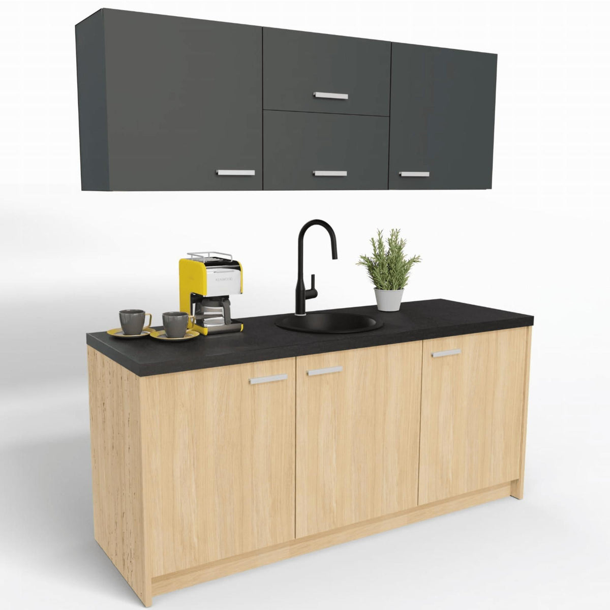 Kontoriköök Ergostock Graphite Oak Kitchenette