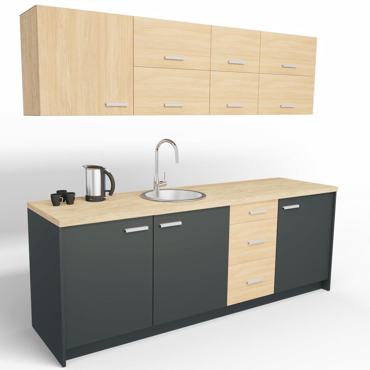 Kontoriköök Ergostock Graphite Oak Kitchenette