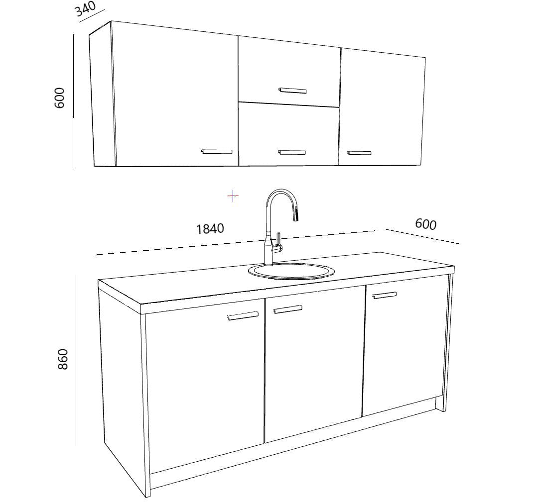 Kontoriköök Ergostock Graphite Oak Kitchenette