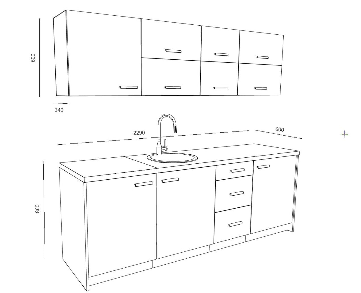 Kontoriköök Ergostock Graphite Oak Kitchenette