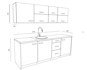 Kontoriköök Ergostock Graphite White Kitchenette