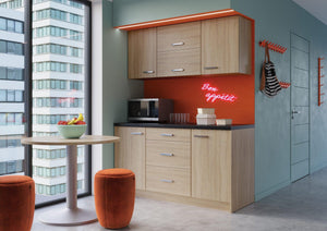 Kontoriköök Ergostock Oak Kitchenette koos kohvilauaga