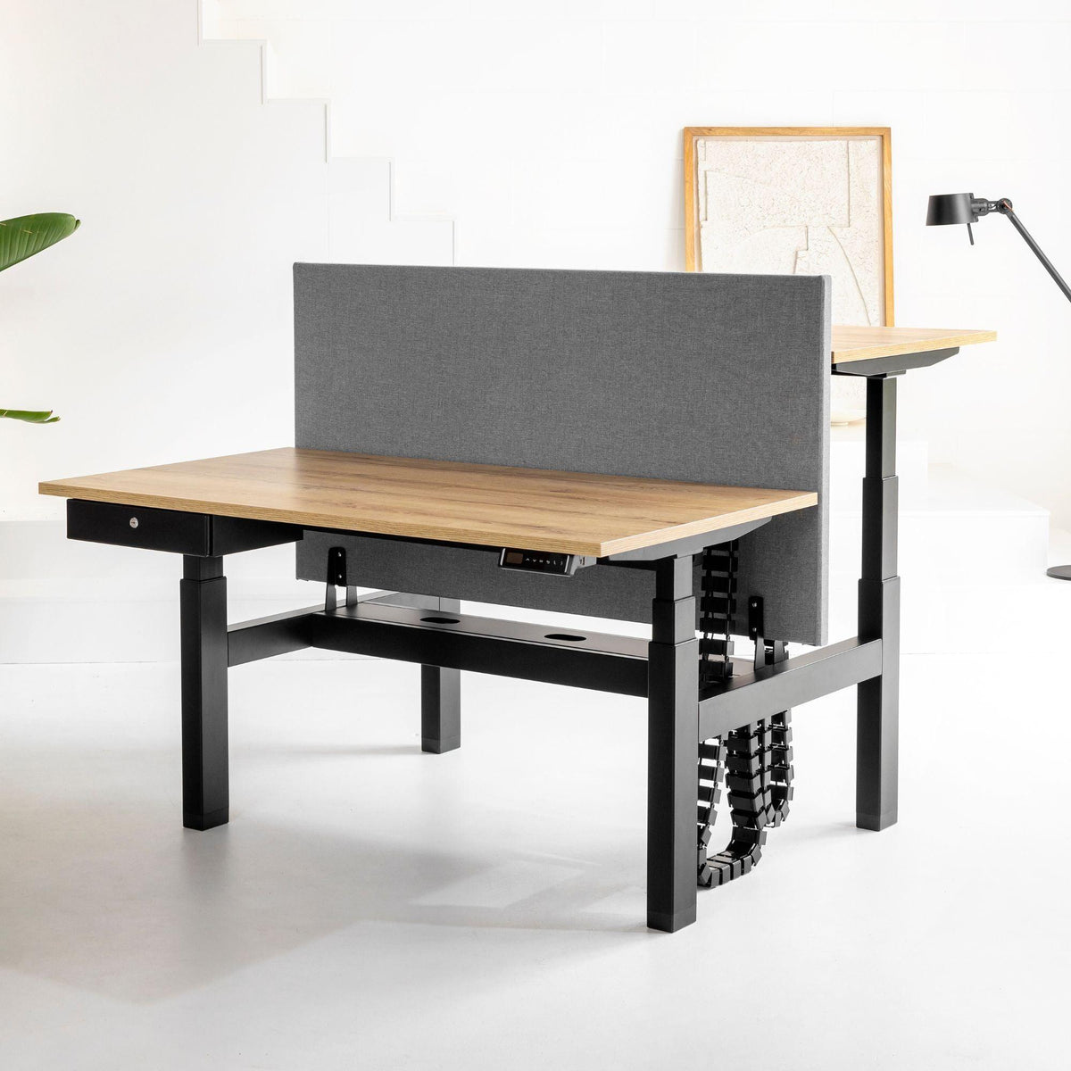 Elektriliselt reguleeritava kõrgusega laud Prestige Line DUO – valge / must / 120 x 80