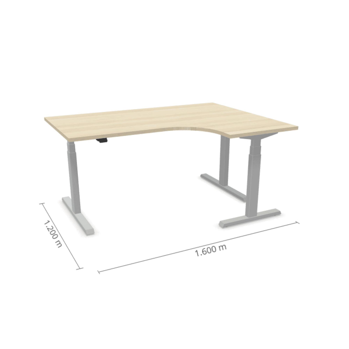 Elektriliselt reguleeritava kõrgusega laud Prestige Line L-kujuline 160 cm x 120 cm