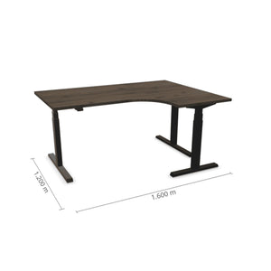 Elektriliselt reguleeritava kõrgusega laud Prestige Line L-kujuline 160 cm x 120 cm – Pähkel / Must / Parem