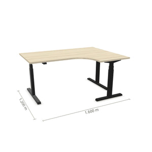 Elektriliselt reguleeritava kõrgusega laud Prestige Line L-kujuline 160 cm x 120 cm – Nabucco / Must / Parem