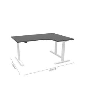 Elektriliselt reguleeritava kõrgusega laud Prestige Line L-kujuline 160 cm x 120 cm – Antratsiit / Valge / Parem