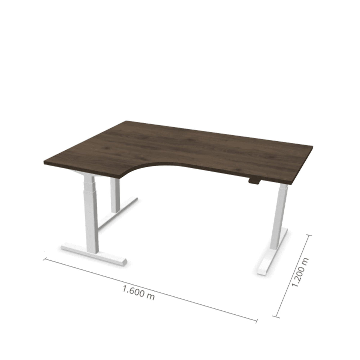 Elektriliselt reguleeritava kõrgusega laud Prestige Line L-kujuline 160 cm x 120 cm – Pähkel / Valge / Vasak