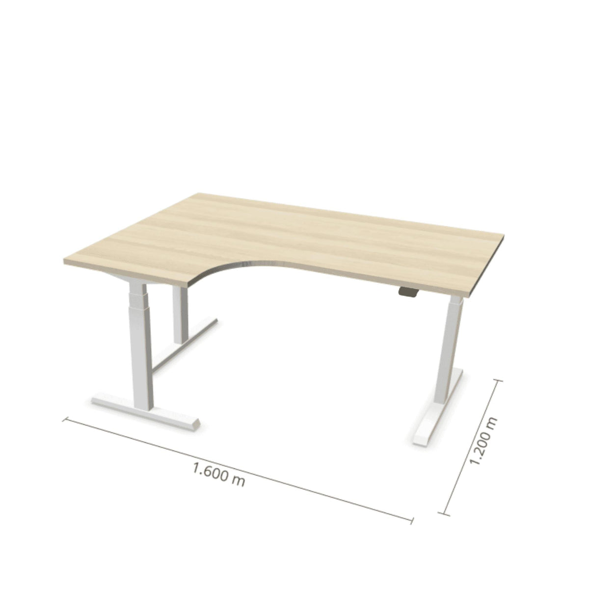 Elektriliselt reguleeritava kõrgusega laud Prestige Line L-kujuline 160 cm x 120 cm – Nabucco / Valge / Vasak