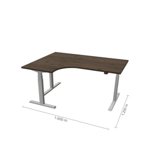 Elektriliselt reguleeritava kõrgusega laud Prestige Line L-kujuline 160 cm x 120 cm