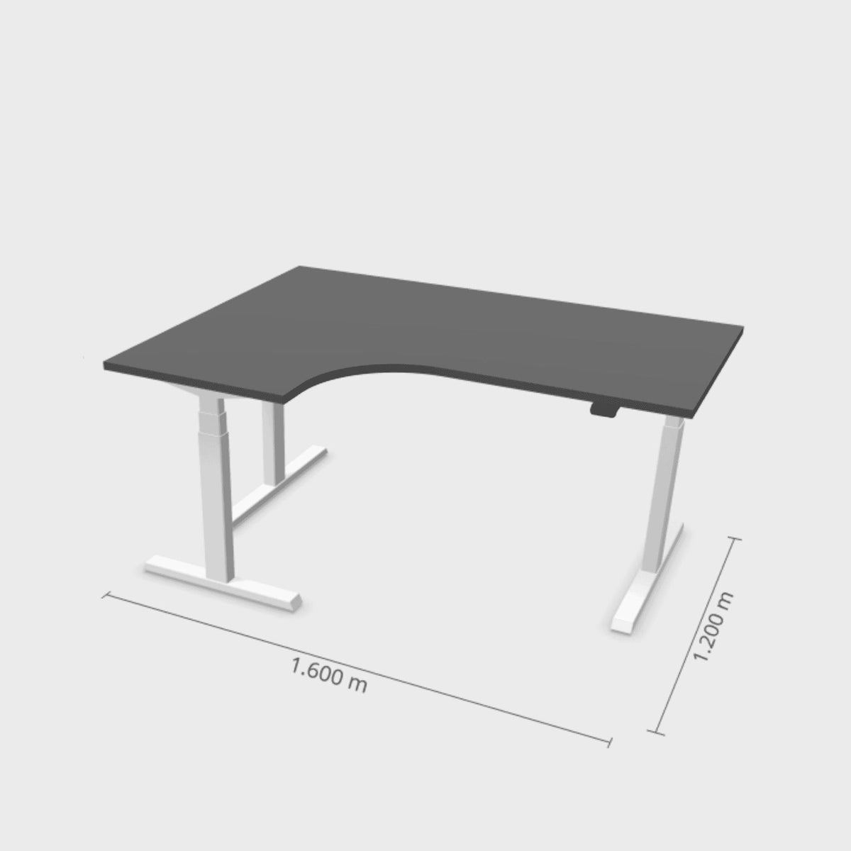 Elektriliselt reguleeritava kõrgusega laud Prestige Line L-kujuline 160 cm x 120 cm – Antratsiit / Valge / Vasak