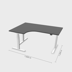 Elektriliselt reguleeritava kõrgusega laud Prestige Line L-kujuline 160 cm x 120 cm – Antratsiit / Valge / Vasak