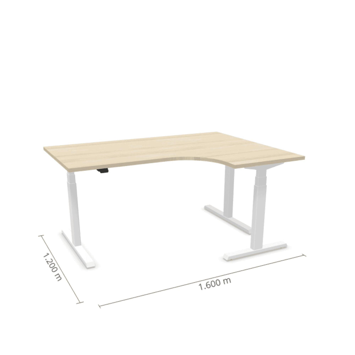 Elektriliselt reguleeritava kõrgusega laud Prestige Line L-kujuline 160 cm x 120 cm – Nabucco / Valge / Parem