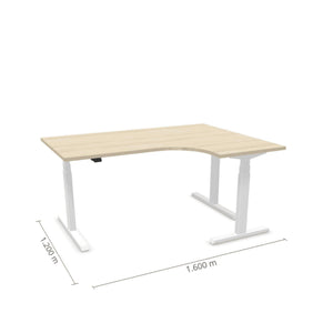 Elektriliselt reguleeritava kõrgusega laud Prestige Line L-kujuline 160 cm x 120 cm – Nabucco / Valge / Parem