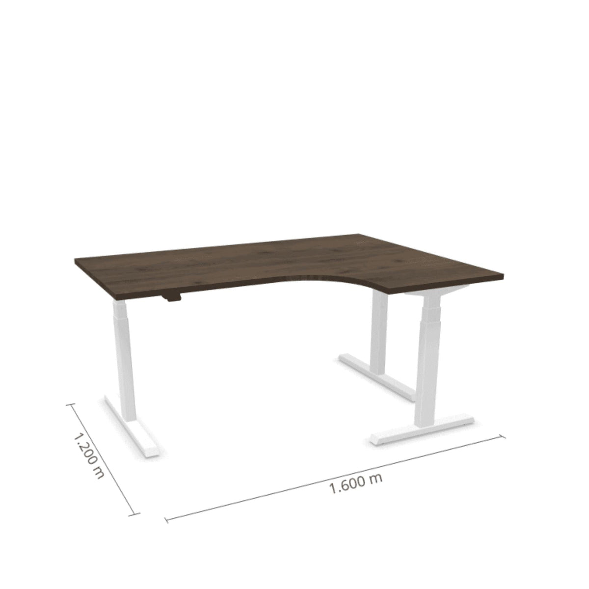 Elektriliselt reguleeritava kõrgusega laud Prestige Line L-kujuline 160 cm x 120 cm – Pähkel / Valge / Parem