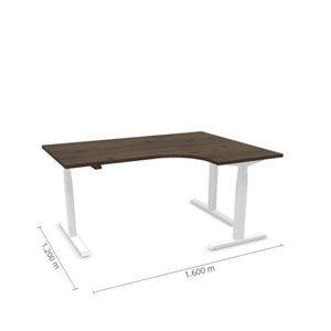 Elektriliselt reguleeritava kõrgusega laud Prestige Line L-kujuline 160 cm x 120 cm – Pähkel / Valge / Parem