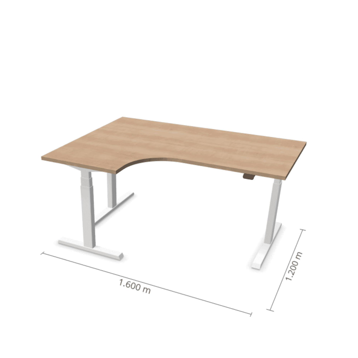 Elektriliselt reguleeritava kõrgusega laud Prestige Line L-kujuline 160 cm x 120 cm – American oak / Valge / Vasak