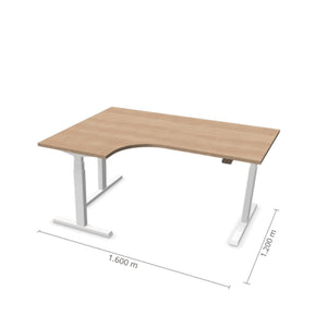 Elektriliselt reguleeritava kõrgusega laud Prestige Line L-kujuline 160 cm x 120 cm – American oak / Valge / Vasak
