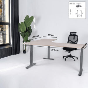 Elektriliselt reguleeritava kõrgusega L-kujuline laud Prestige Line 200 cm x 200 cm – Nabucco / Hall / Vasak