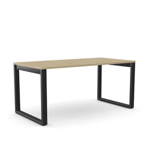 Office Line O-kujuline kontorilaud – American Oak / Must / 120 x 80 cm